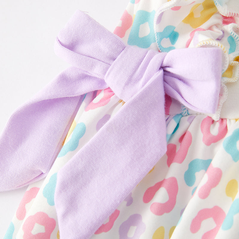 （In Stock）Girls Easter Shiny Bunny Print Dress