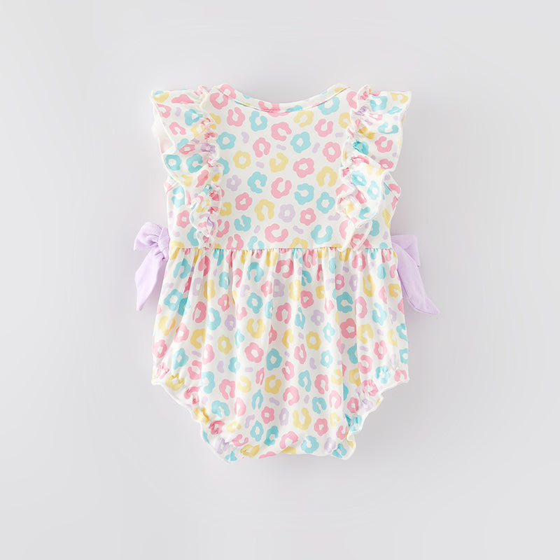 （In Stock）Baby Girls Easter Shiny Bunny Print Romper