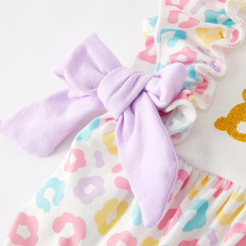 （In Stock）Baby Girls Easter Shiny Bunny Print Romper