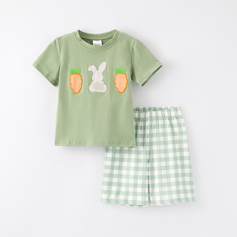 （In Stock）Boys Easter Bunny Applique Shorts Set