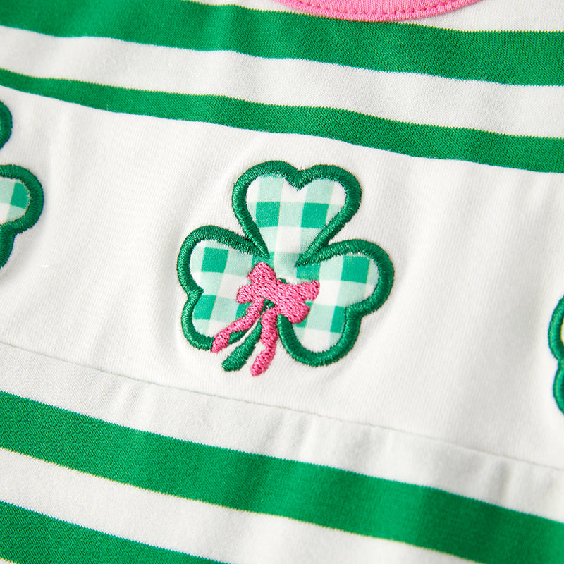 （In Stock）Toddler Girl St.Patrick's Day Shamrock Applique Romper