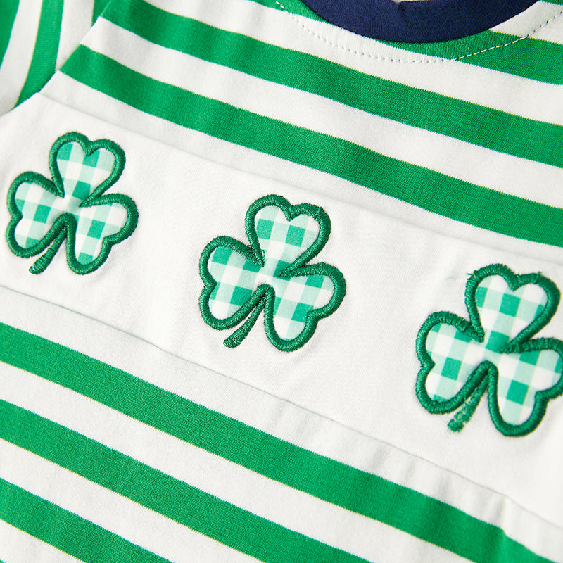 （In Stock）Toddler Boy St.Patrick's Day Shamrock Applique Romper