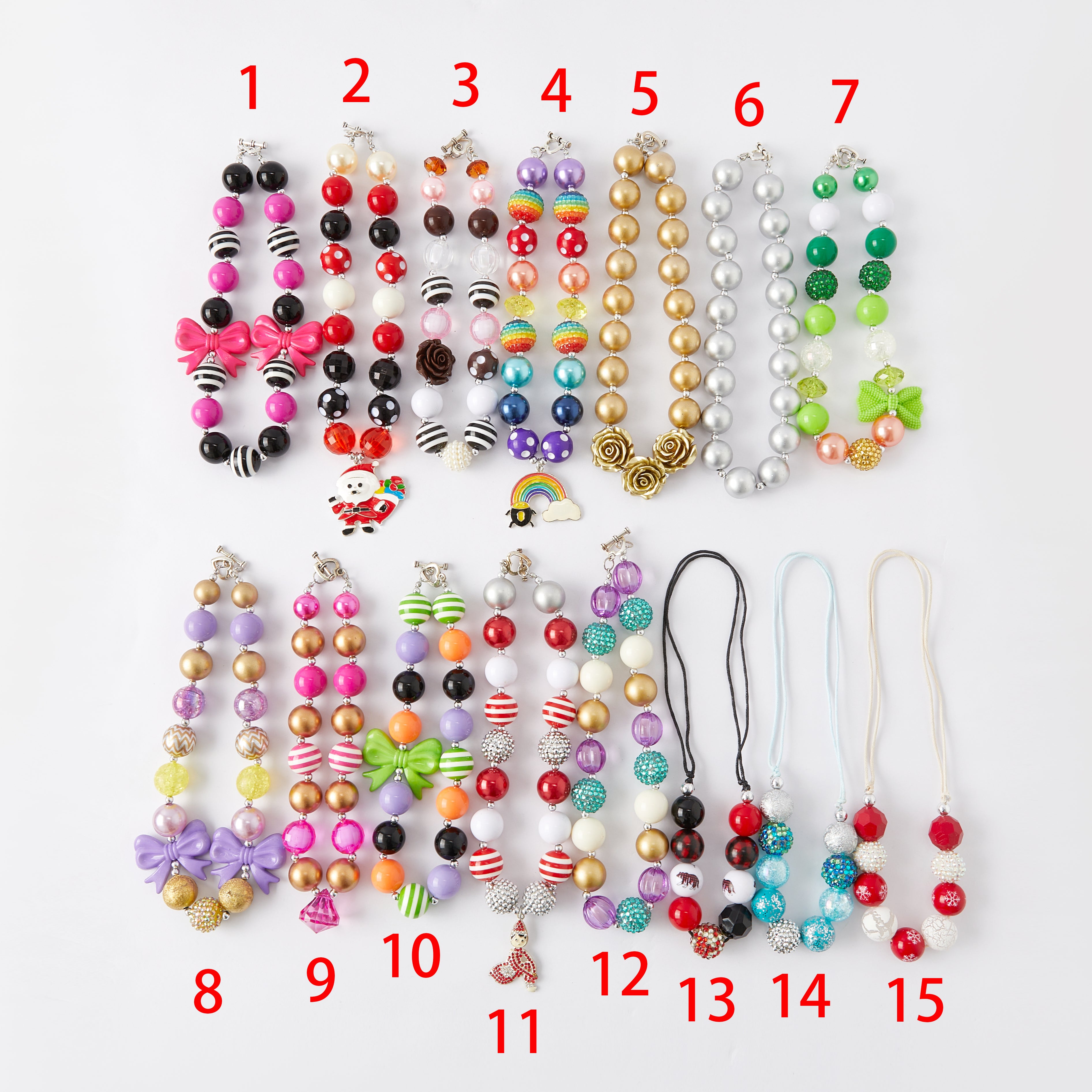 （In Stock G11 G12）Girls Rhinestone Beaded Necklace