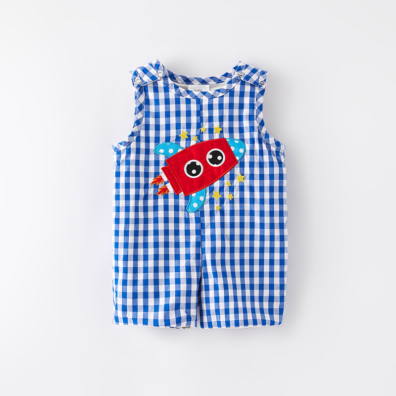 （In Stock）Toddler Boys Spring and Summer Rocket Applique Romper