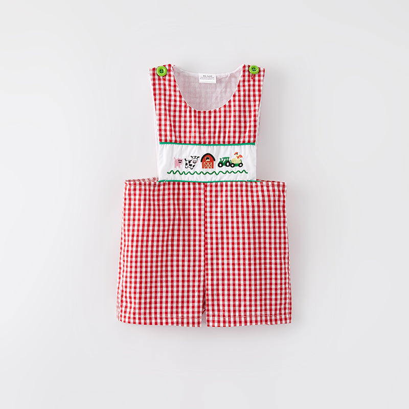 （In Stock）Toddler Boys Spring and Summer Farm Embroidery Romper