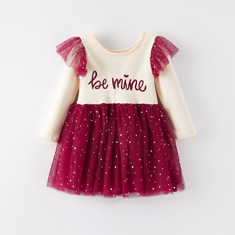 （In Stock）Girls Valentine's Day Embroidery Tulle Dress Party Dress