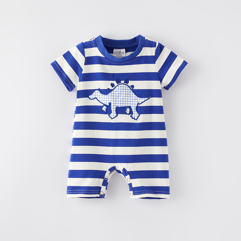 （In Stock）Toddler Boys Spring and Summer Dino Applique Romper