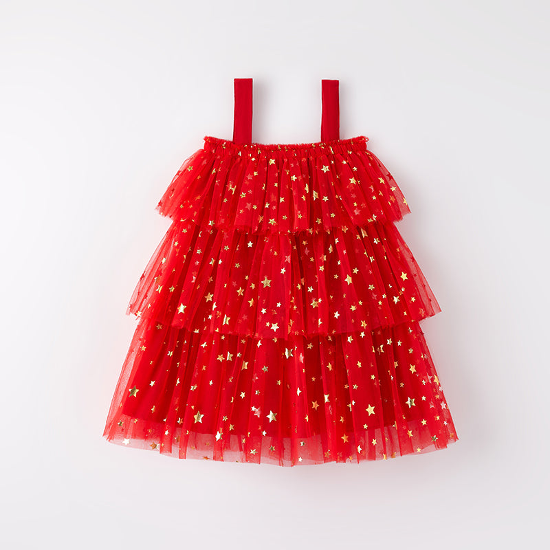 （In Stock）Girls Valentine's Day Heart Sequin Tiered Dress