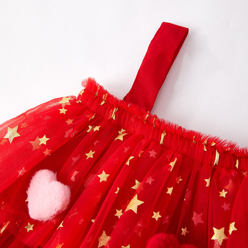 （In Stock）Girls Valentine's Day Heart Sequin Tiered Dress