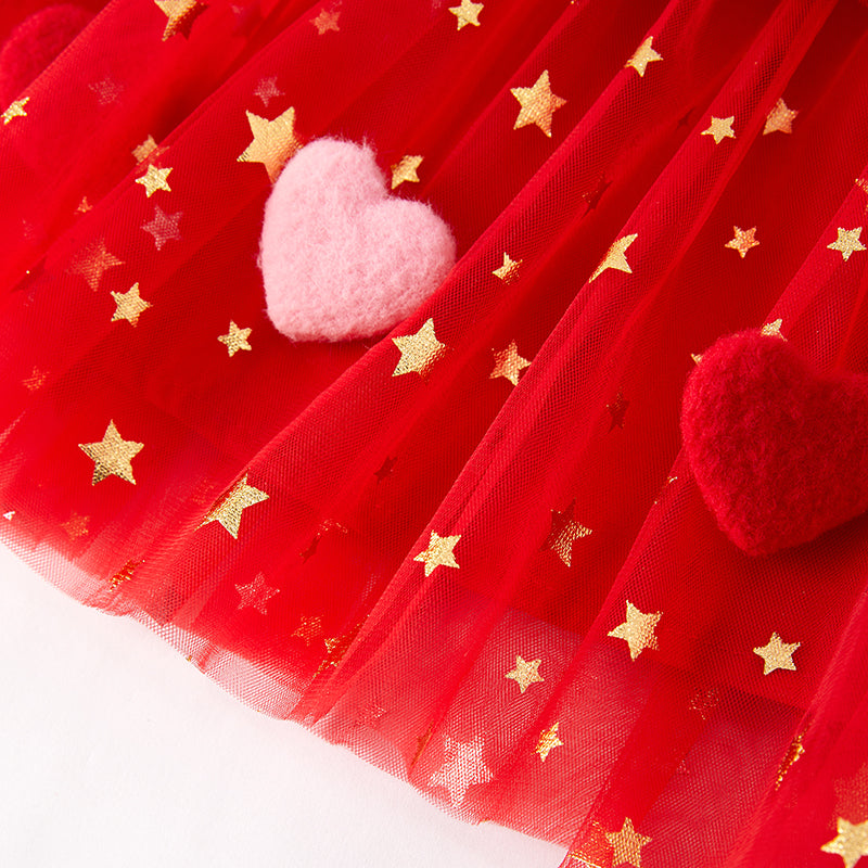 （In Stock）Girls Valentine's Day Heart Sequin Tiered Dress