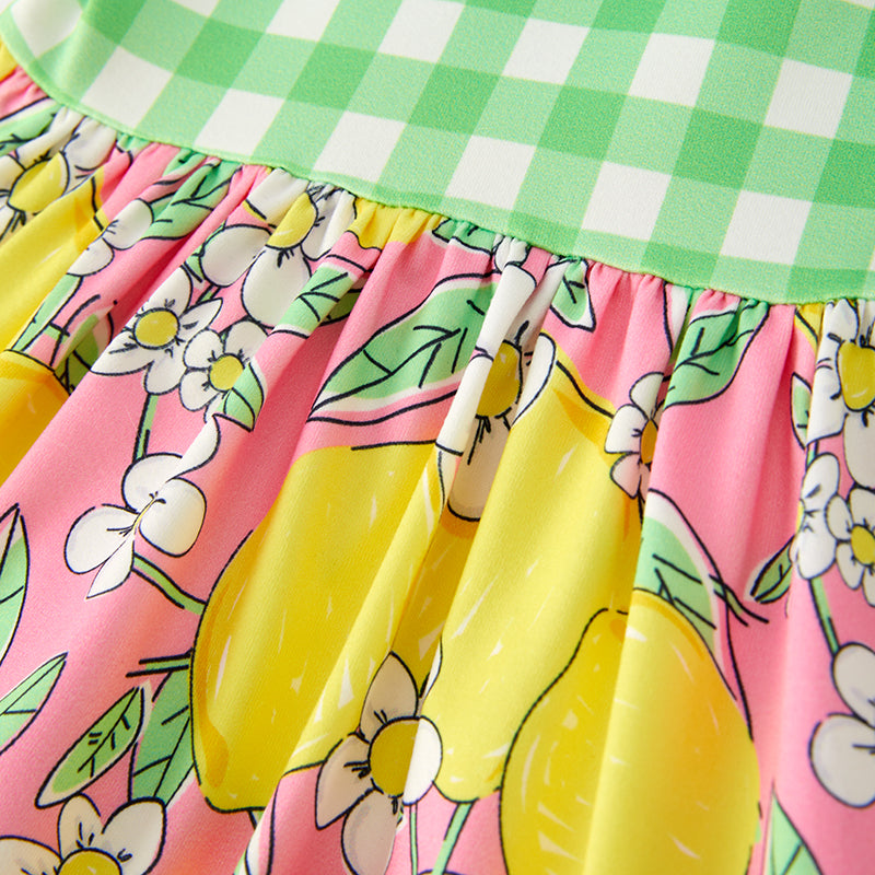 （In Stock）Girls Spring and Summer Lemon Print Dress