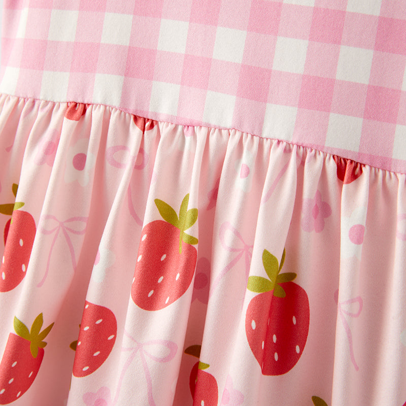 （In Stock）Girls Spring and Summer Strawberry Print Dress