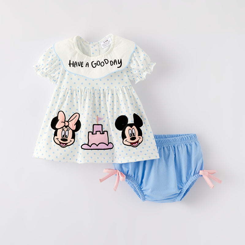 （In Stock）Toddler Girls Spring and Summer Cartoon Applique Bloomer Set