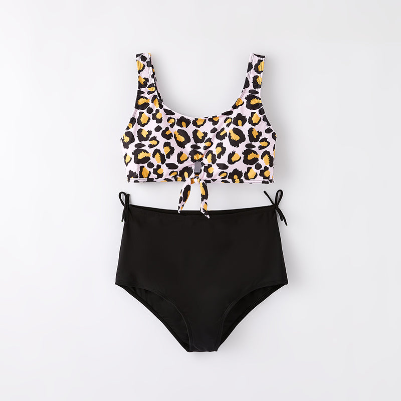 （In Stock）Mommy and Me Summer Pink Leopard Print Swimsuit