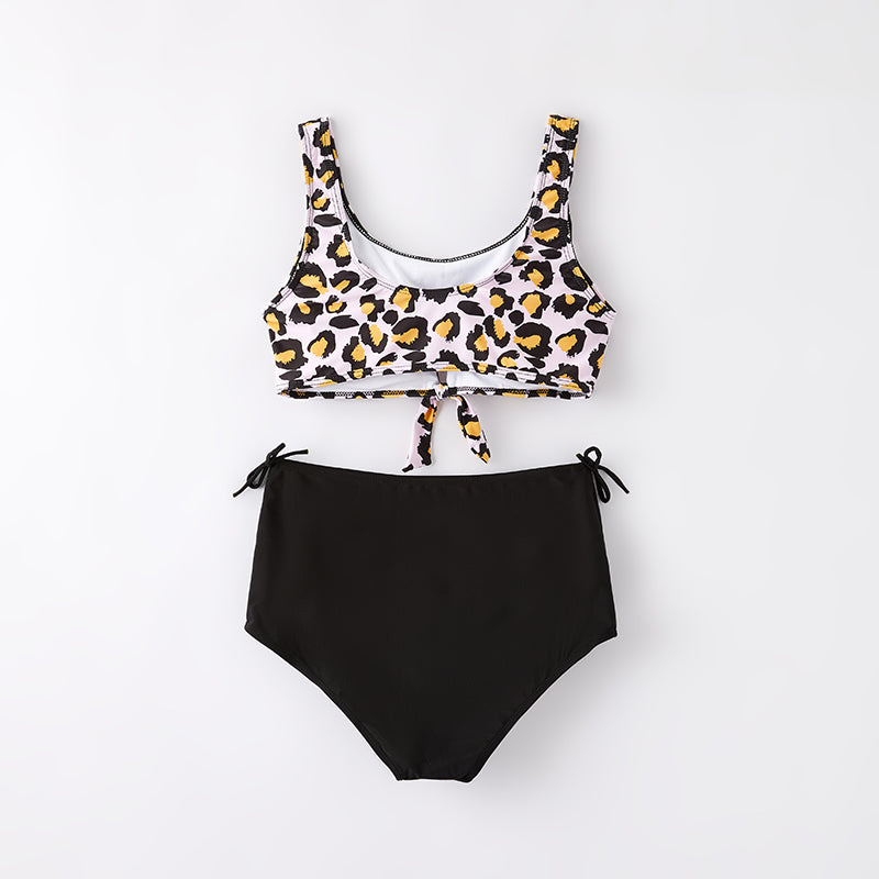 （In Stock）Mommy and Me Summer Pink Leopard Print Swimsuit