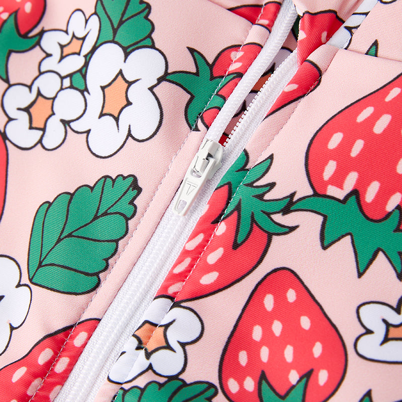 （In Stock）Girls Summer Strawberry Print Swimsuit