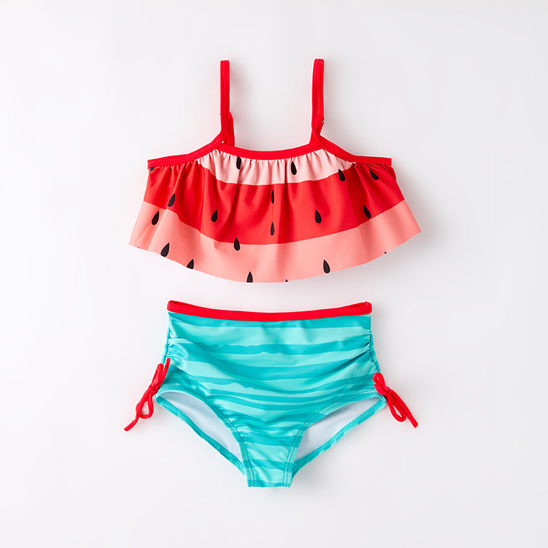 （In Stock）Girls Summer Watermelon Print Swimsuit