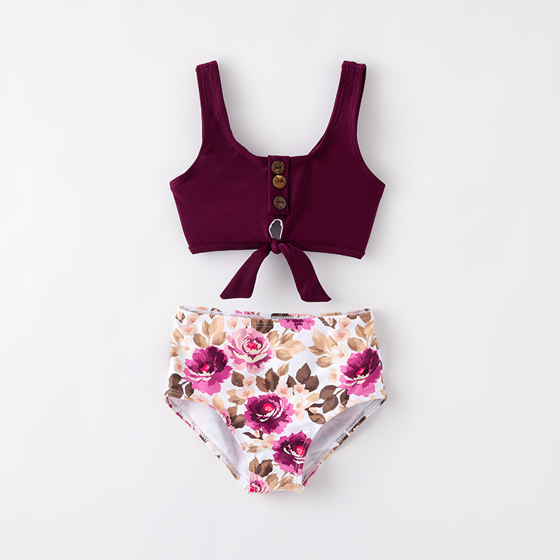 （In Stock）Mommy and Me Summer Fuchsia Floral Swimsuit