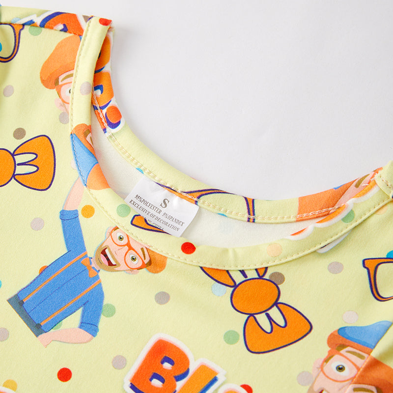 （In Stock）Girls Spring and Summer Cartoon Character Print Dress