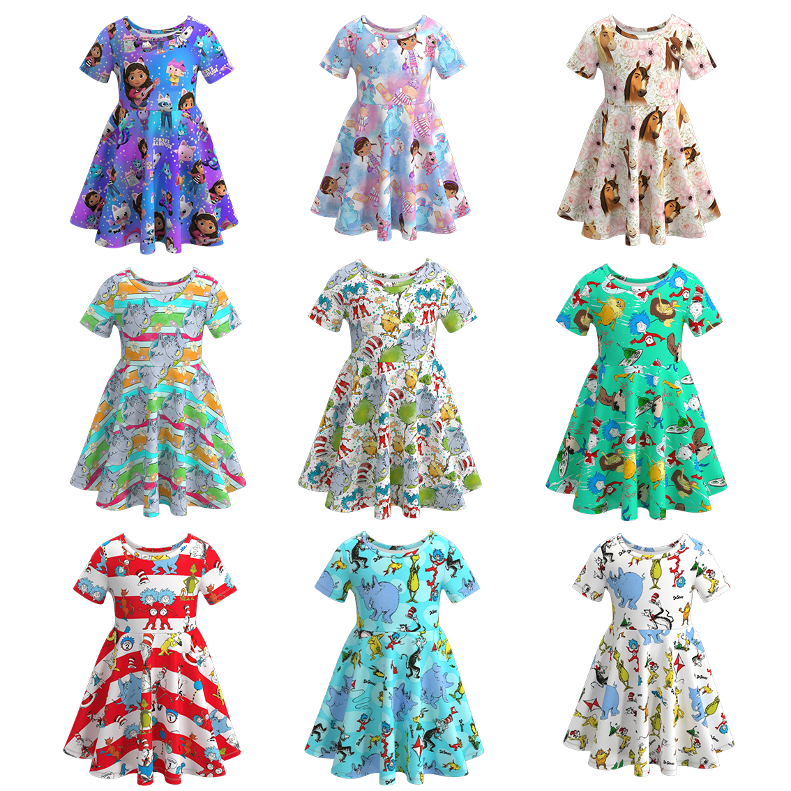 （Pre Order）Summer Girls Character Twirl Dress