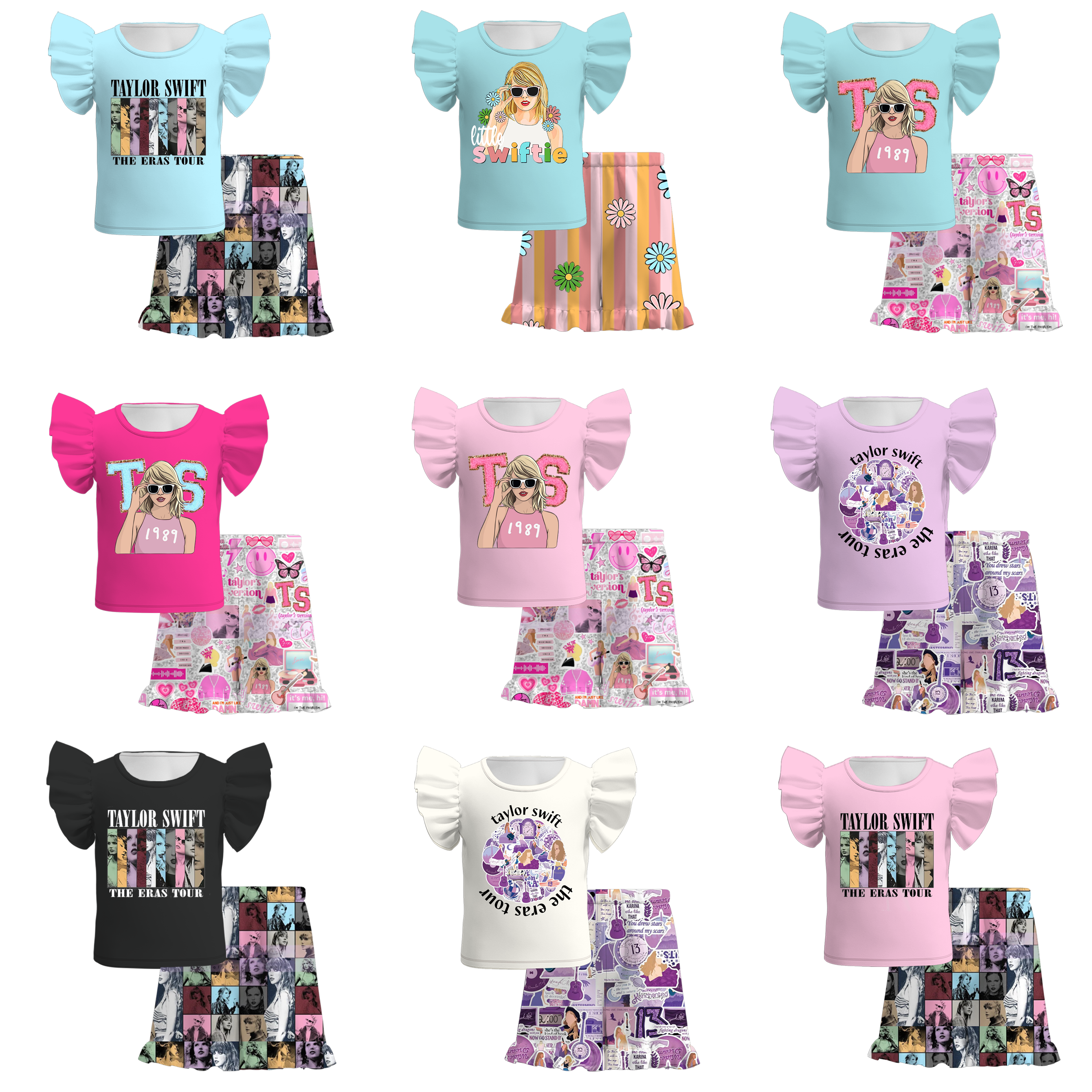 （Pre Order）Girls Summer TS Print Short Set