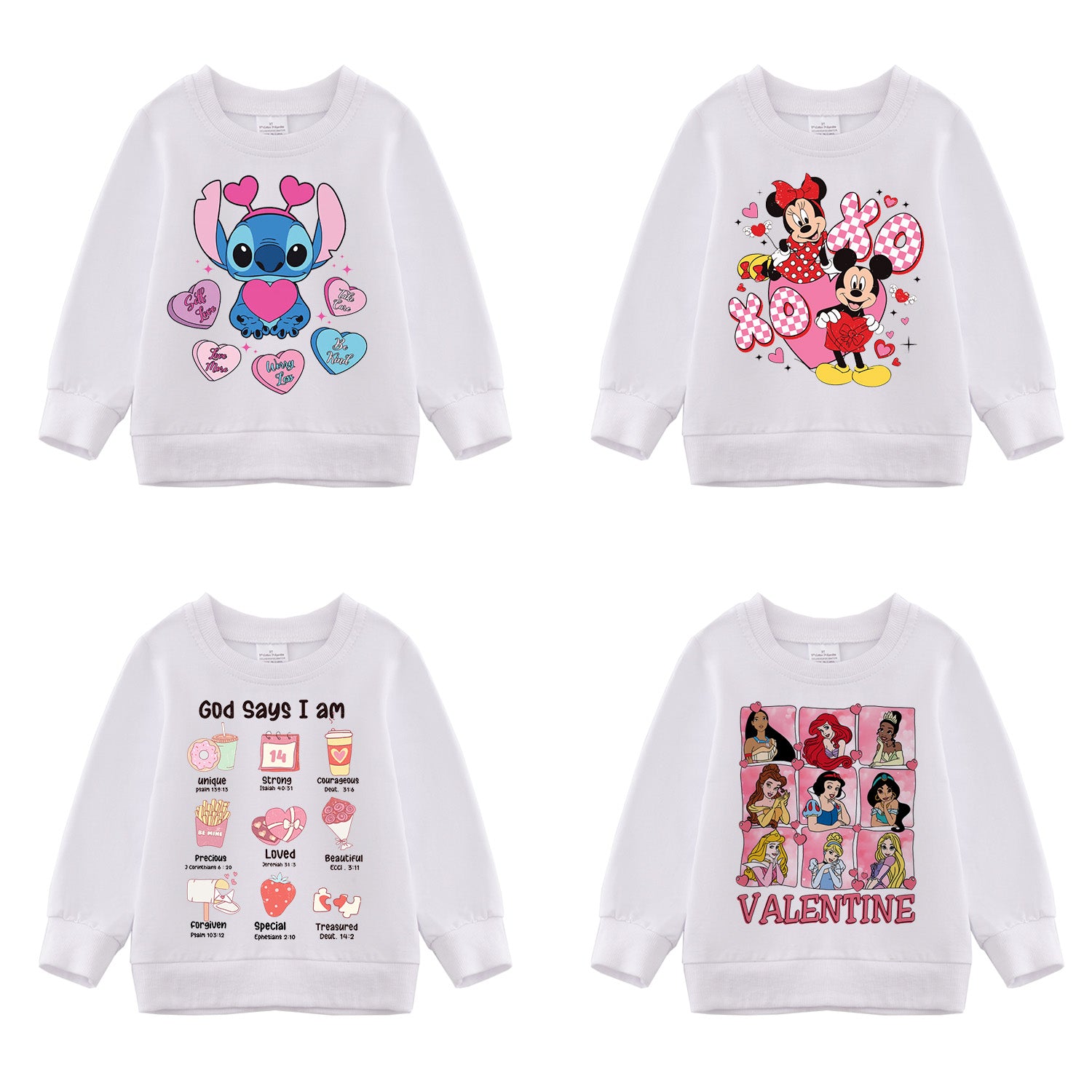 （Pre Order）Girls Valentine's Day Cartoon Print Sweatshirt