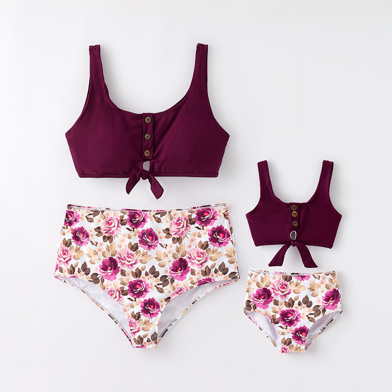 （In Stock）Mommy and Me Summer Fuchsia Floral Swimsuit