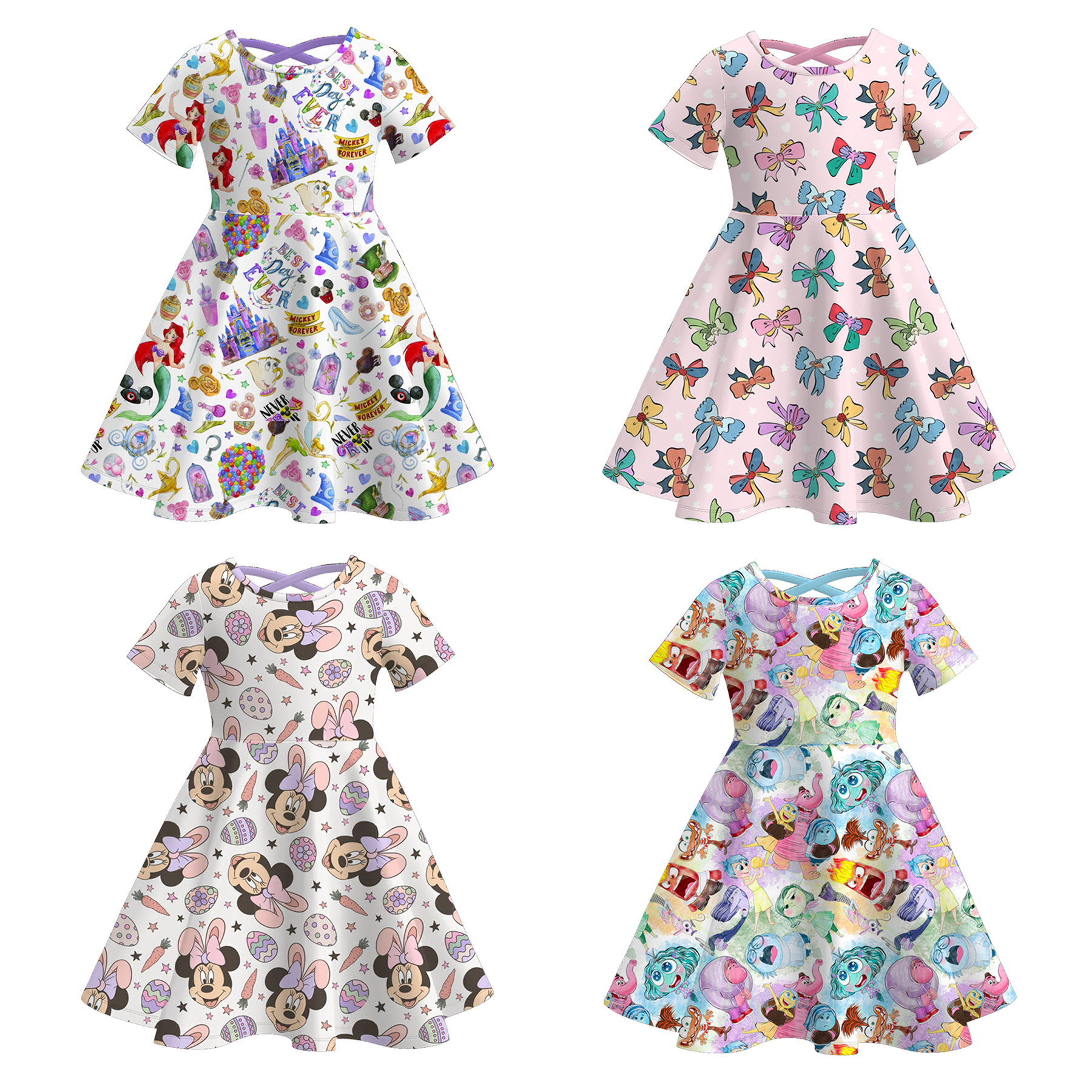 （Pre Order）Girls Spring and Summer Cartoon Character Print Dress