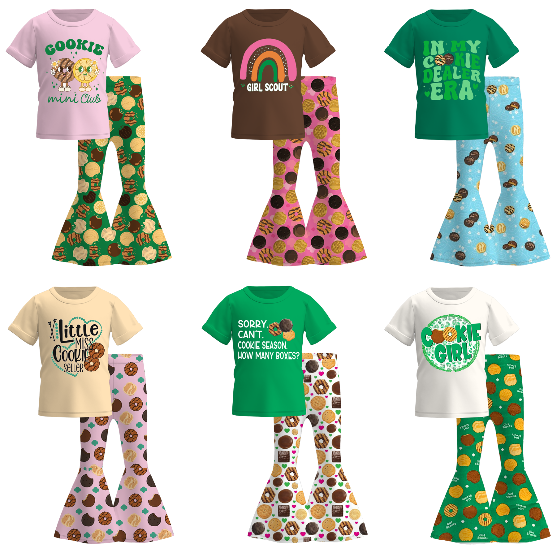 （Pre Order）Girls Scout Cookie Print Outfit Set