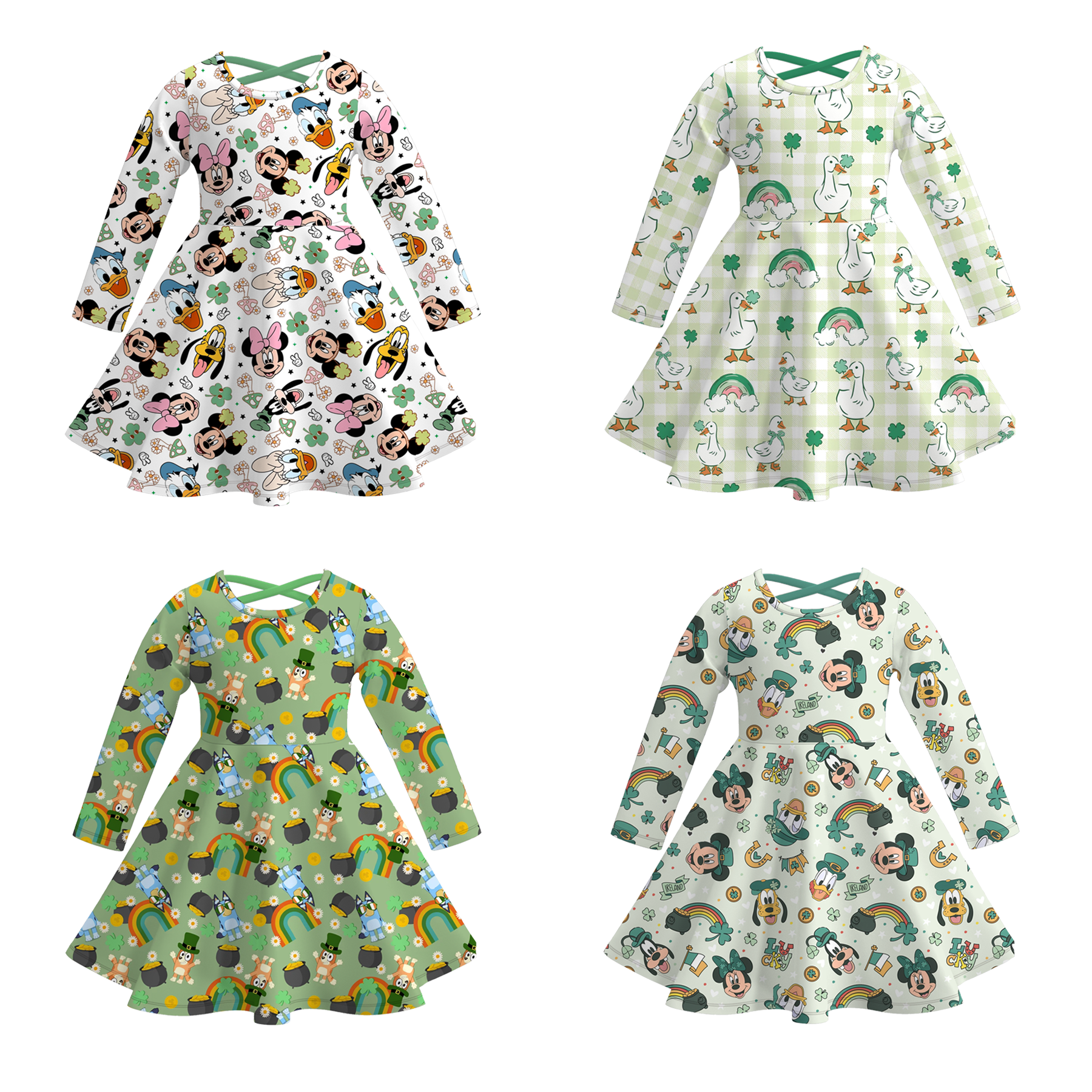 （Pre Order）Girls St.Patrick's Day Shamrock Print Dress