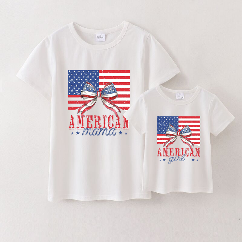 （Pre Order）Patriotic Mommy and Me White Cotton T-Shirts