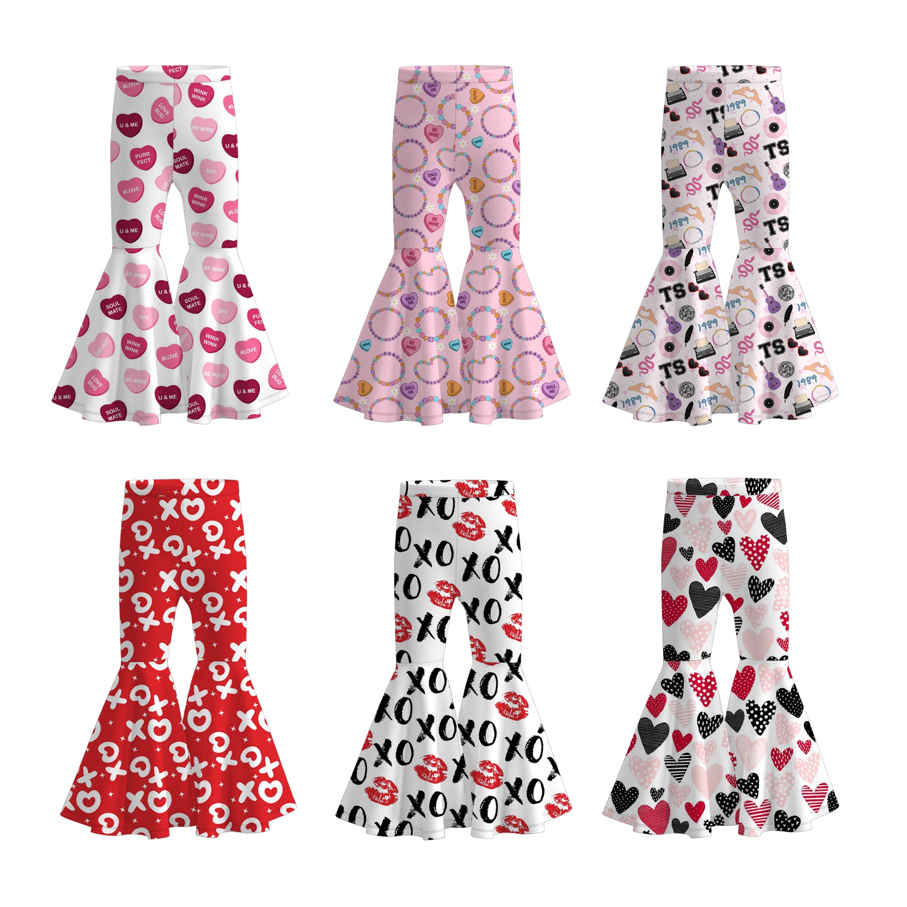 （Pre Order）Girls Valentine's Day Print Bell Pants