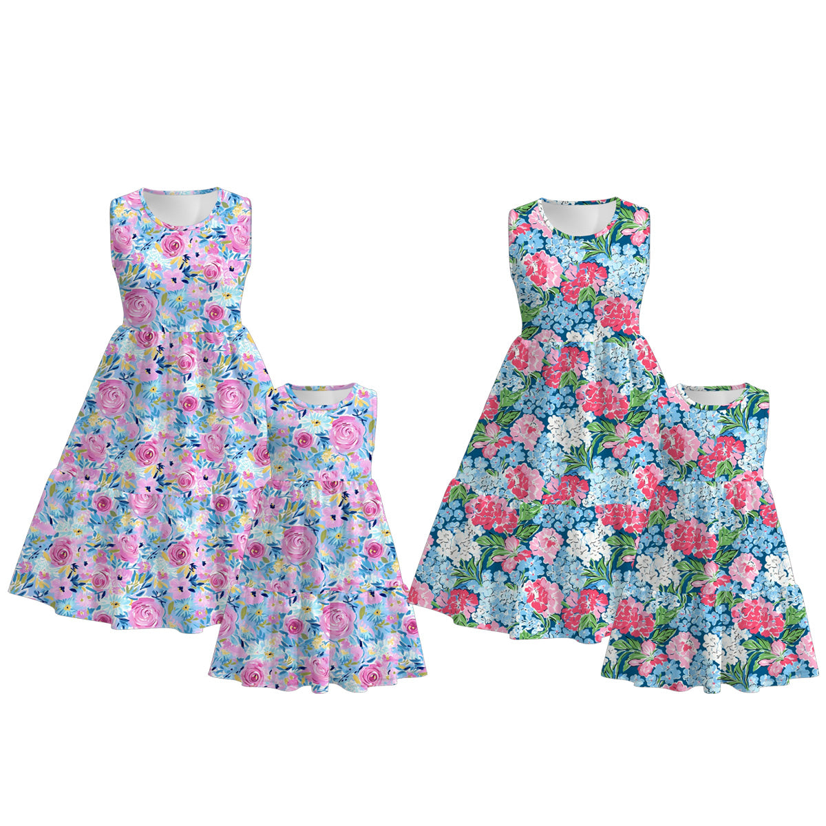 （Pre Order）Mommy＆Me Spring and Summer Floral Print Dress