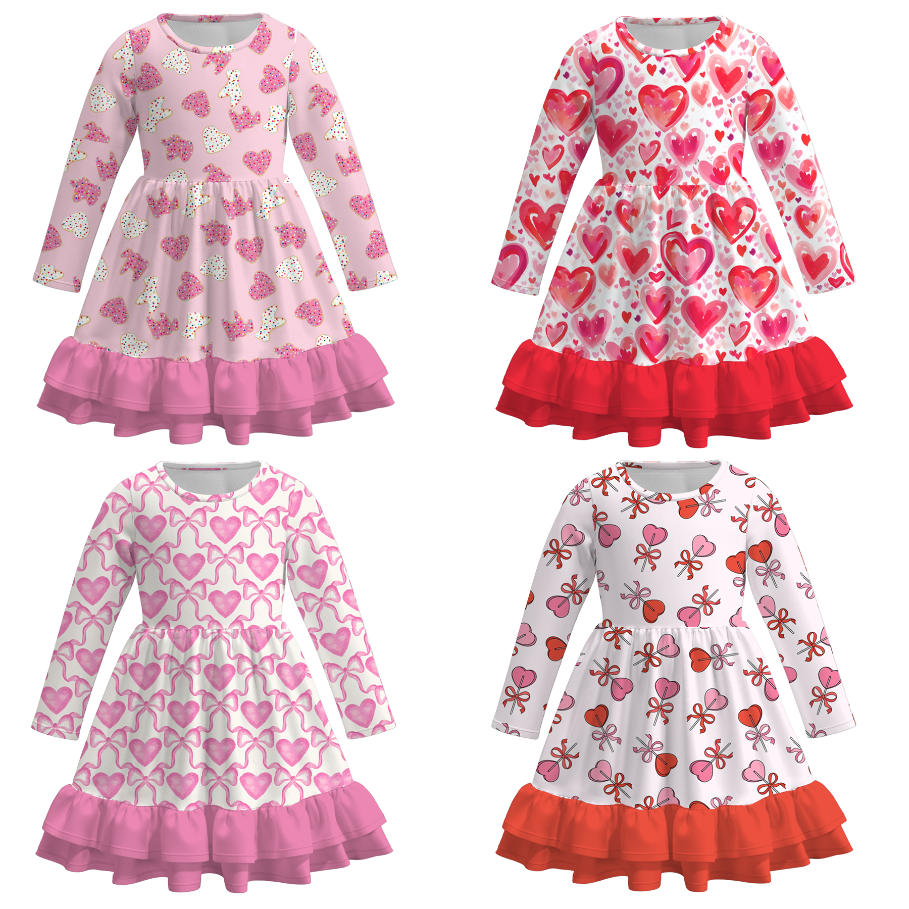 （Pre Order）Girls Valentine's Day Print Dress