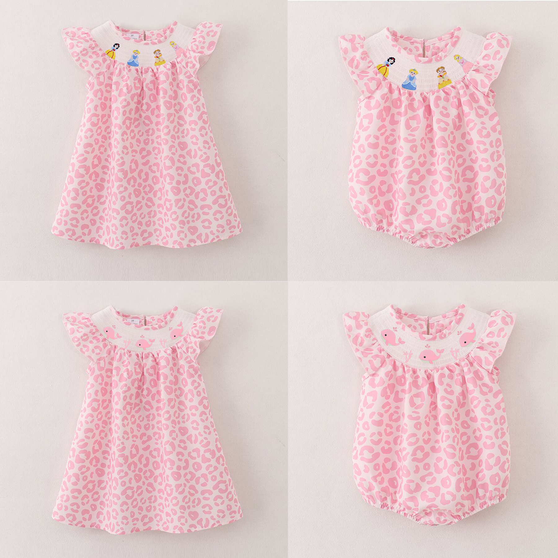 （Pre Order）Sisters Spring and Summer Princess＆Whale Embroidery Smocked Dress and Romper