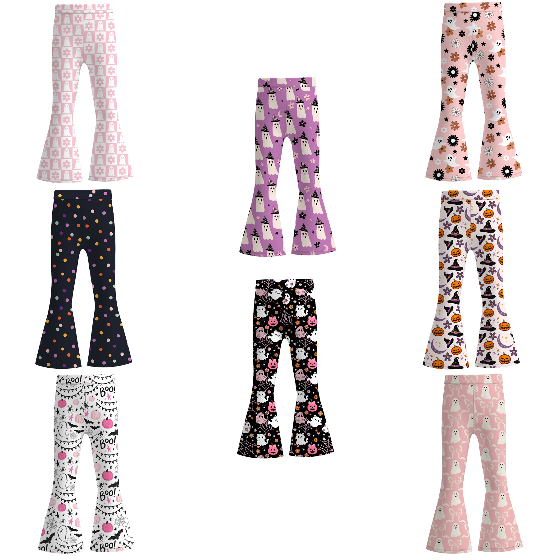 （Pre Order）Girls Halloween Print Bell Pants