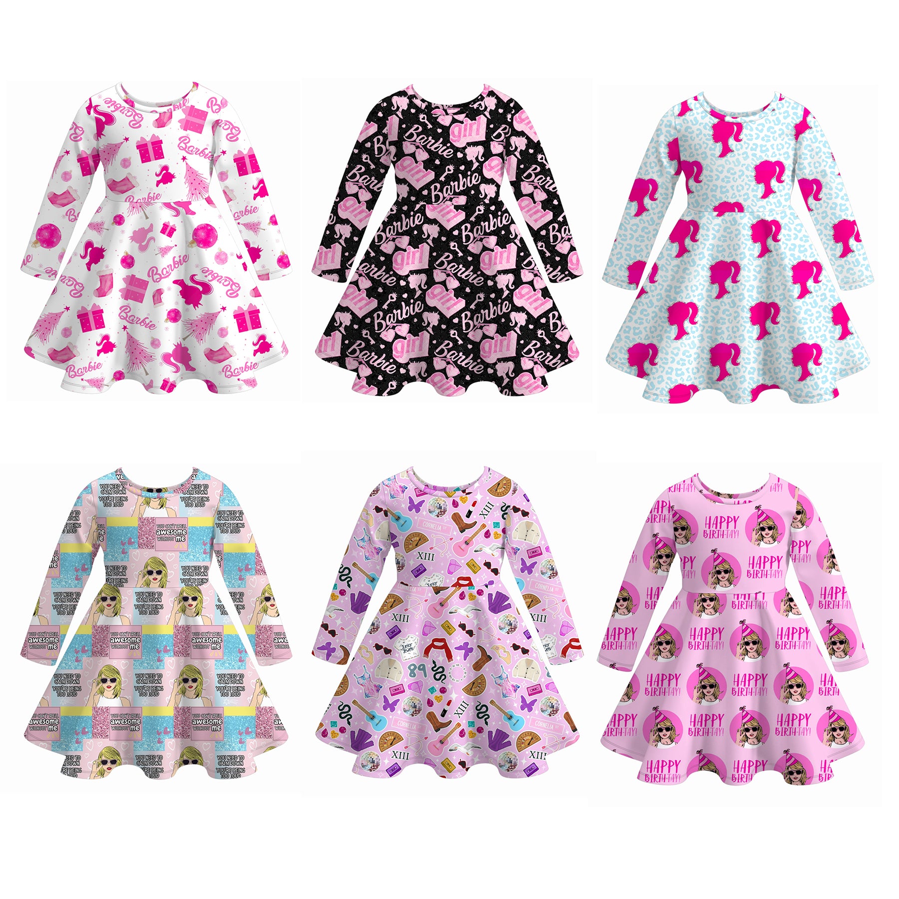 （Pre Order）Girls Fall Cartoon Print Dress