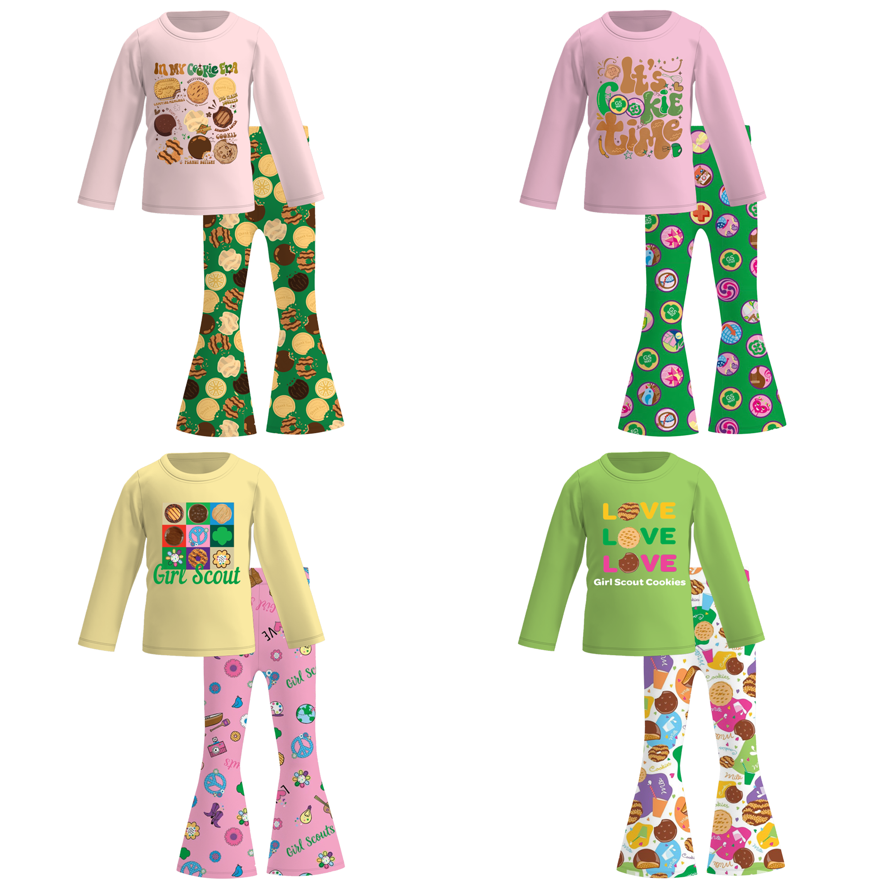 （Pre Order）Girls Fall Dessert Print Bell Pants Set