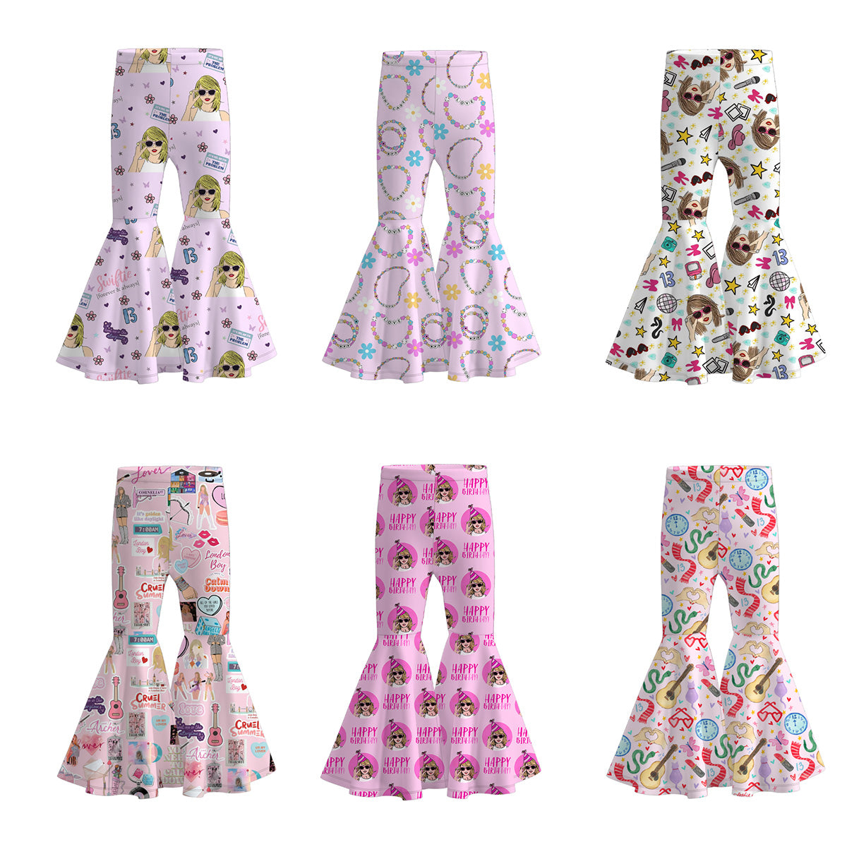 （Pre Order）Girls Spring and Summer TS Print Bell Pants