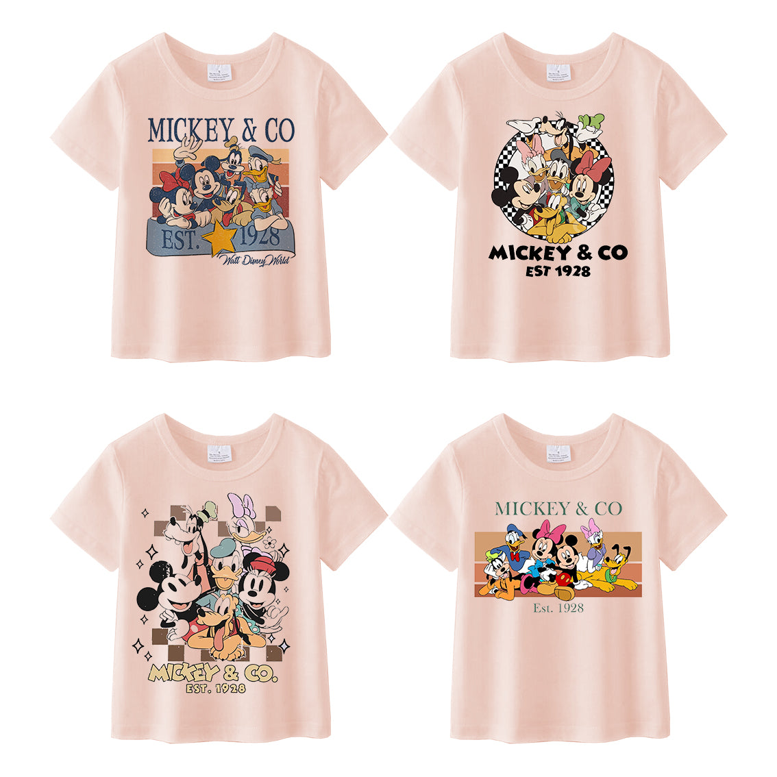 (Pre Order)Girls Micky Cartoon Printed Short Sleeves T-Shirts