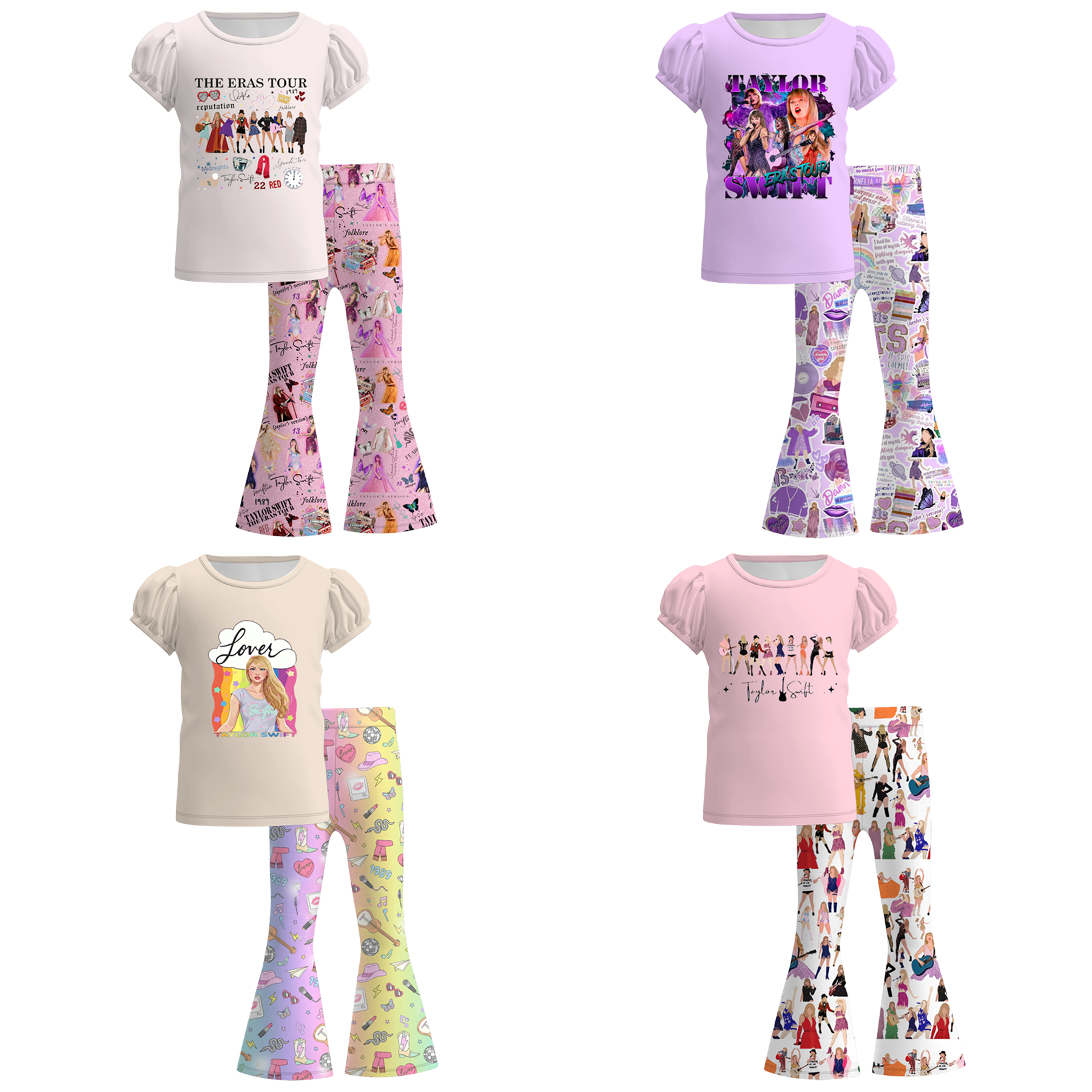 （Pre Order）Girls Spring and Summer TS Print Outfit Set