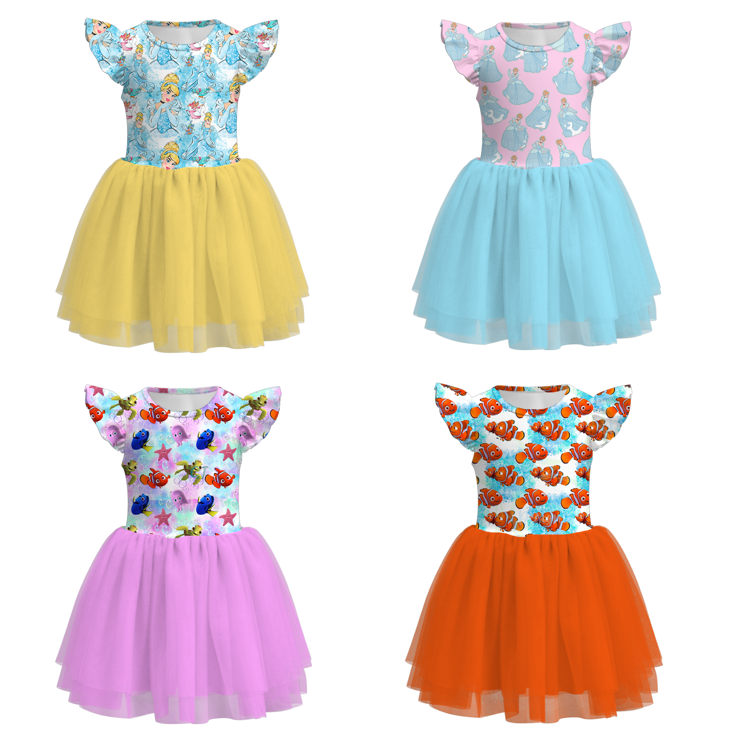 （Pre Order）Girls Summer Cartoon Print Tutu Tulle Dress