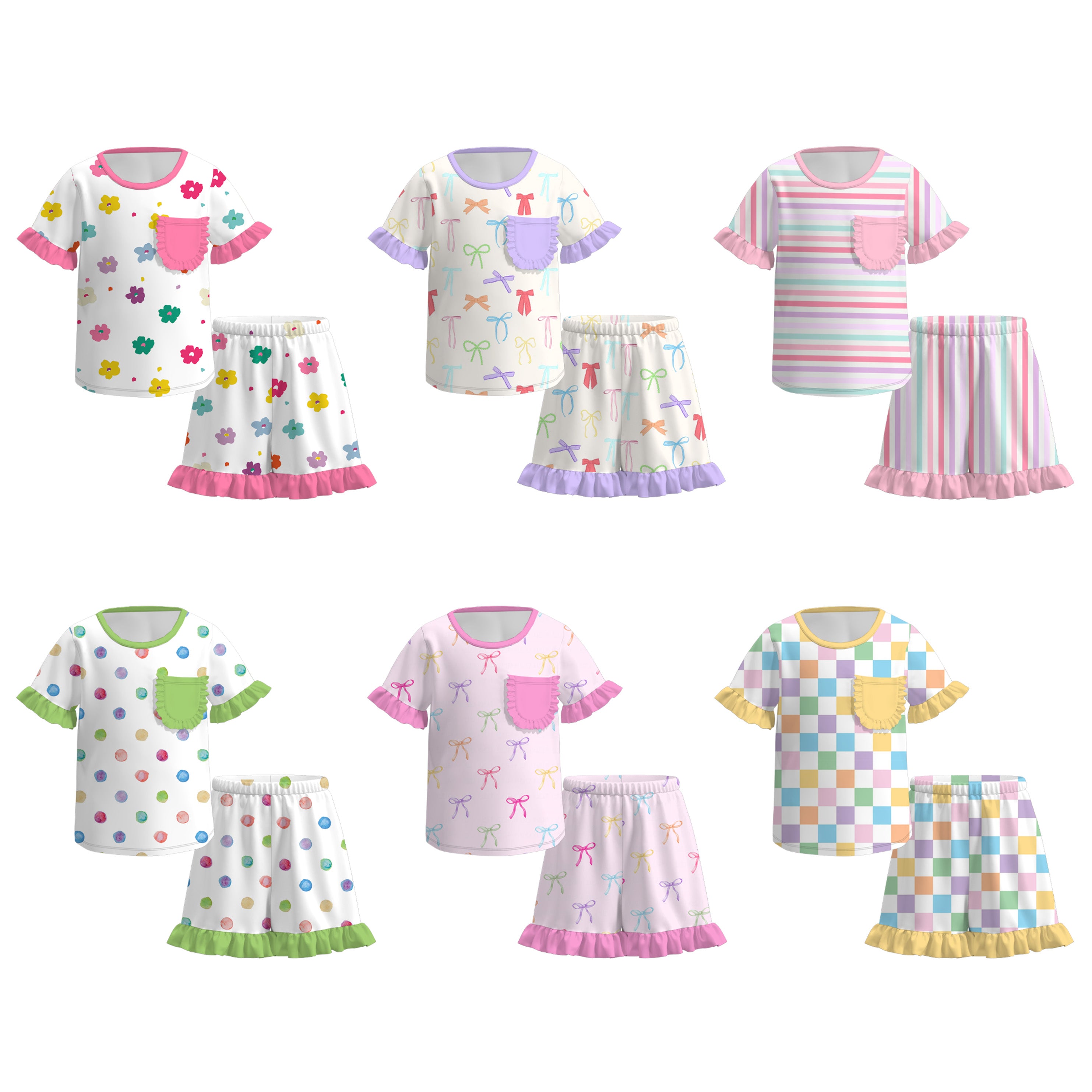 （Pre Order）Girls Spring and Summer Print Pajamas