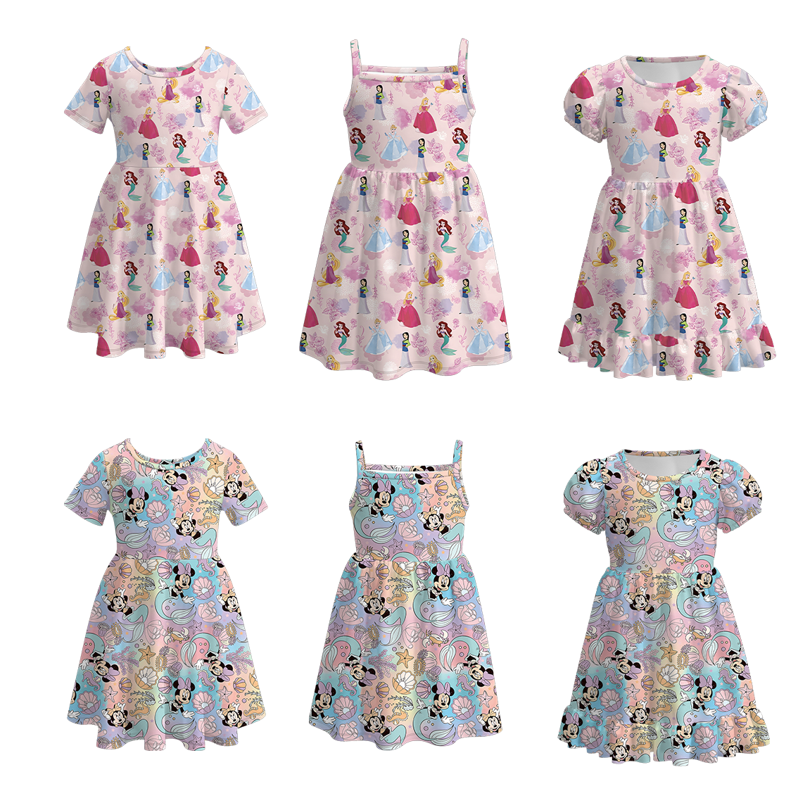 （Pre Order）Bamboo Summer Girls' Cartoon Printed Twirl Dress