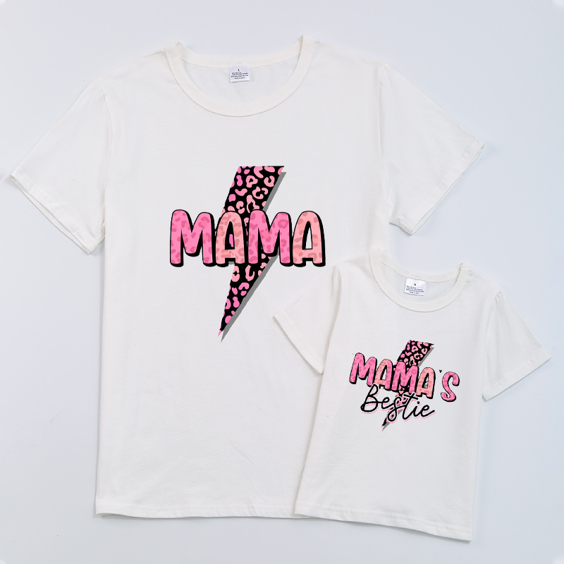 (Pre Order)Customized Printed Short Sleeve Cotton T-shirt for Mommy and Me in Summer