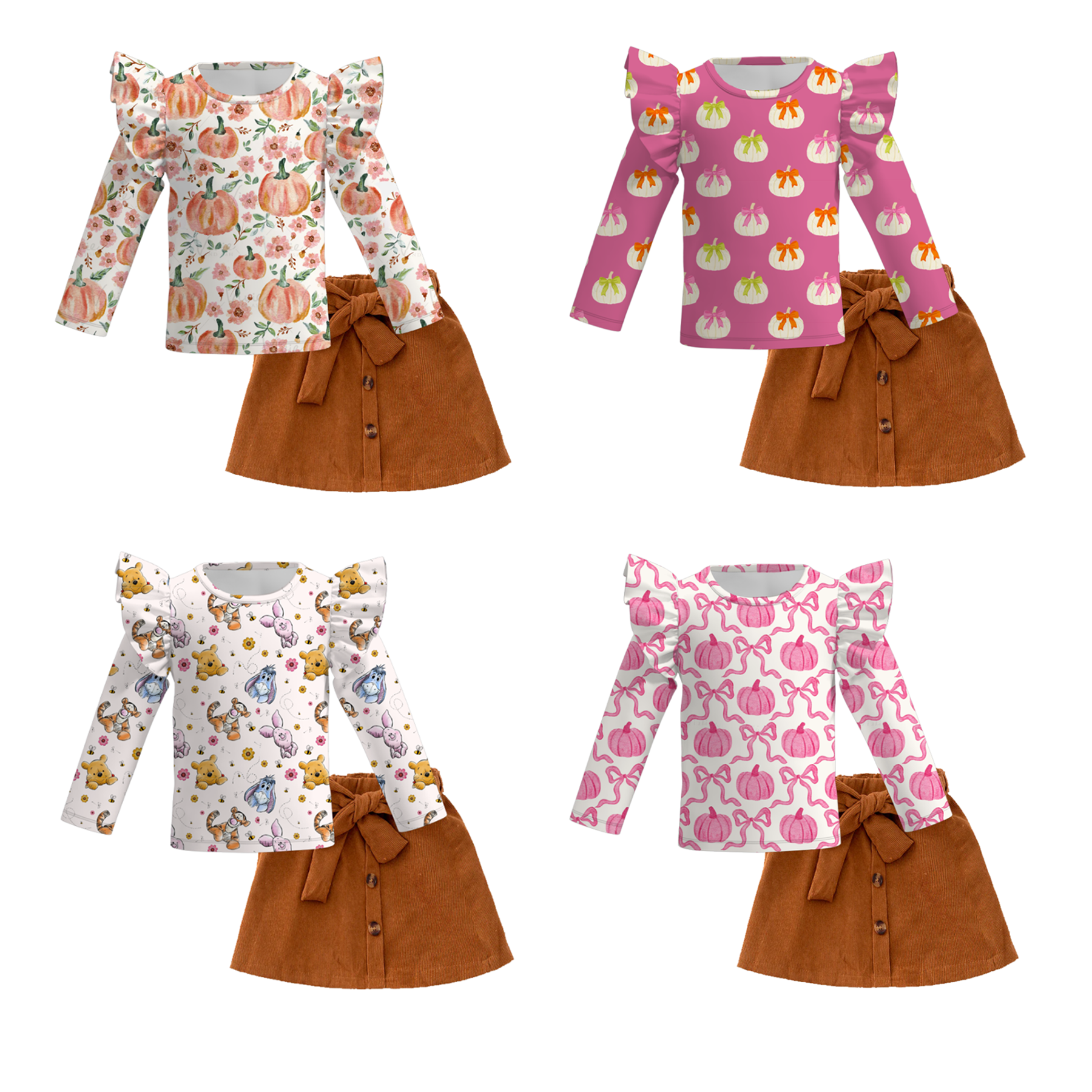 （Pre Order+Skirt In Stock）Girls Thanksgiving Print Skirt Set