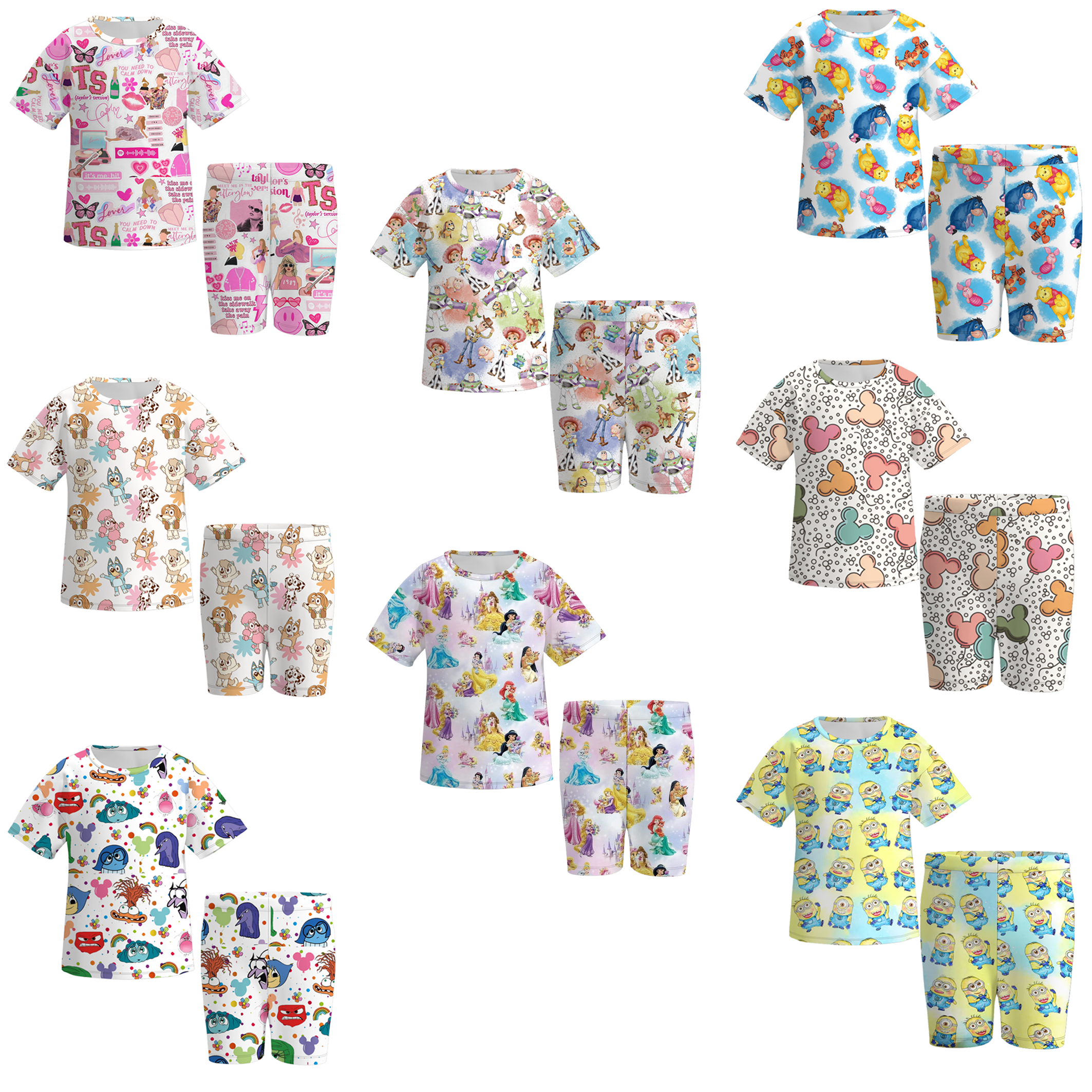 （Pre Order）Girls Cartoon Print Cycling Trouser Set