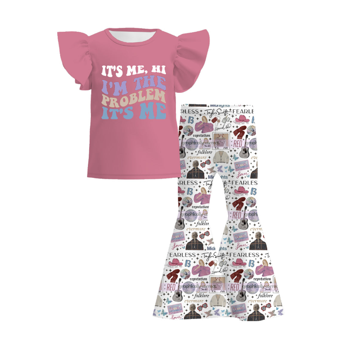 （Pre Order）Girls TS White Pants "It's Me "Set