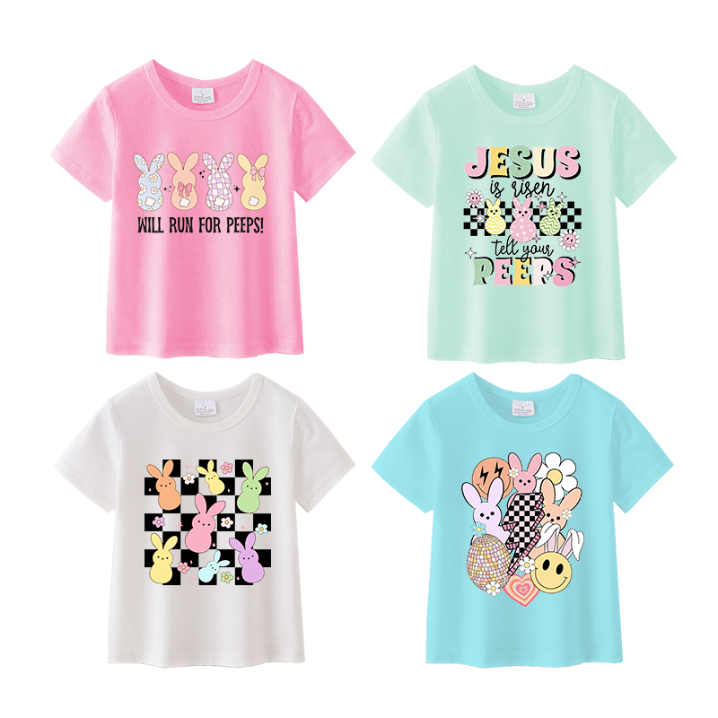 （Pre Order）Girls Easter Cartoon Print T-shirt