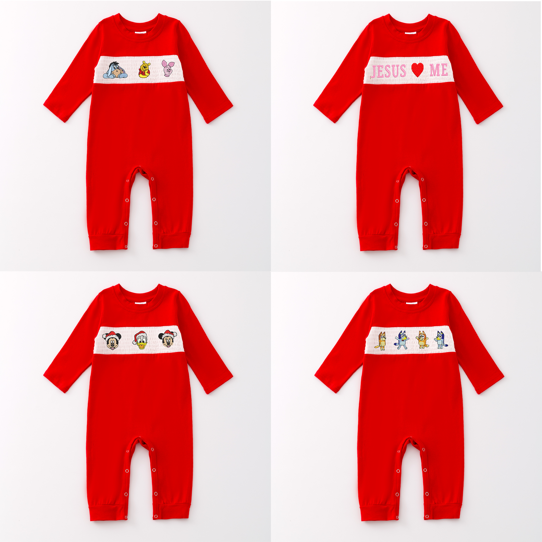 （Pre Order）Baby Boys Christmas Embroidery Smocked Romper